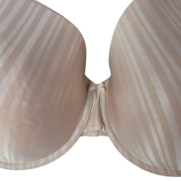 Parfait Full Coverage TShirt Bra Tan 44DD Underwire Light Pad Adj Striped Aline - Picture 3 of 10